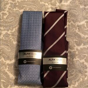 Alfani Men's Patterned Blue and Striped Burgundy Ties